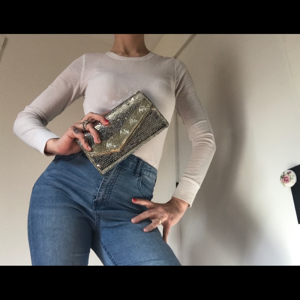 LaRegale LTD. Vintage Silver Sequin/Bead Clutch
